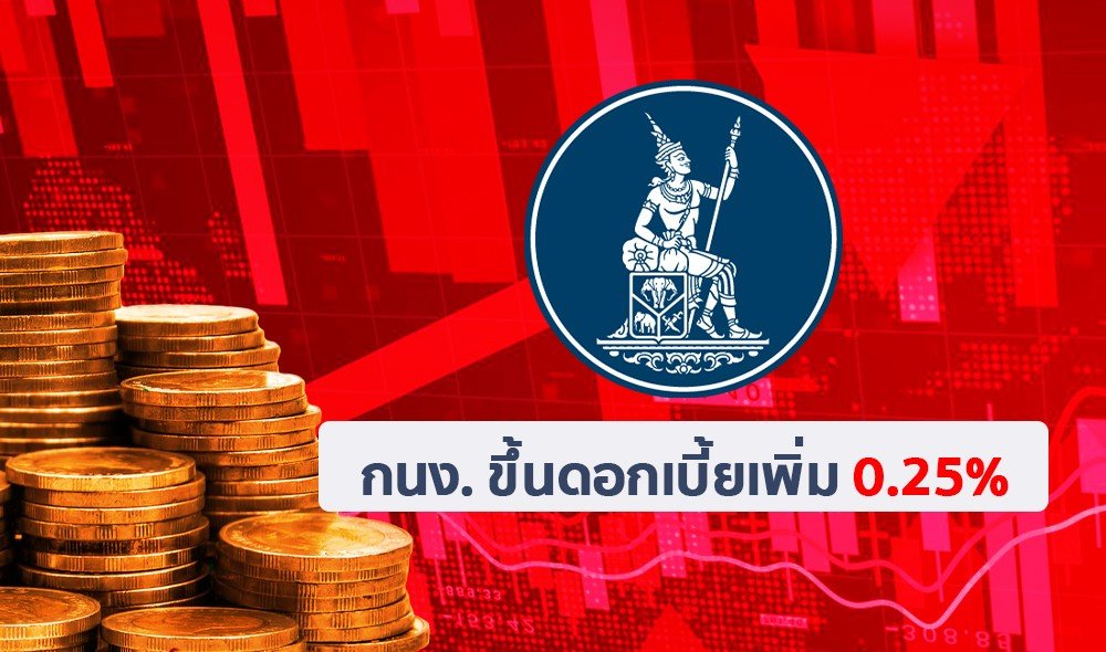 กนง. ขึ้นดอกเบี้ยตามคาด!! ดันดอกเบี้ยไทย ขึ้นสูงสุดในรอบ 9 ปี